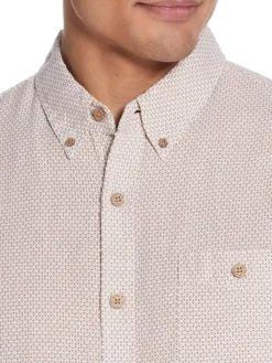 Weatherproof Vintage Casual Button-Down Shirts|Linen Blend Short Sleeve Oxford Shirt