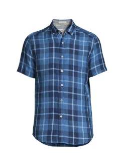 Heritage Report Collection Linen|Linen Check Shirt Indigo
