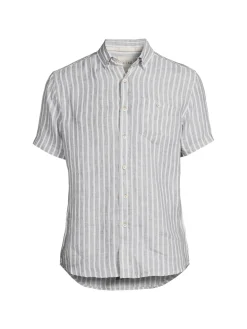Heritage Report Collection Linen|Linen Striped Shirt Grey