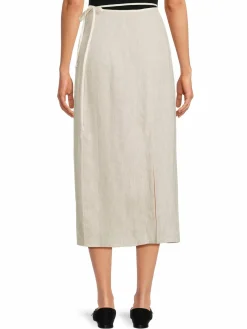 Women Matthew Bruch Linen Wrap Midi Skirt