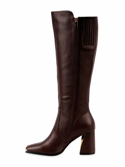 Ninety Union Link Square Toe Block Heel Knee Boots