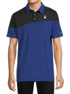 Spyder Polos|Logo Colorblock Polo Blue Black