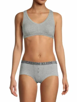 Women Calvin Klein Logo Crisscross Back Sports Bra