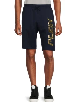 Plein Sport Shorts|Logo Drawstring Shorts Navy