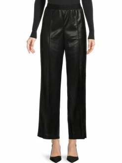 Women Calvin Klein Logo Faux Leather Cropped Pants