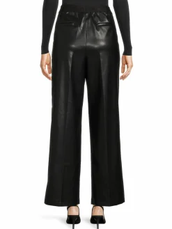 Women Calvin Klein Logo Faux Leather Cropped Pants