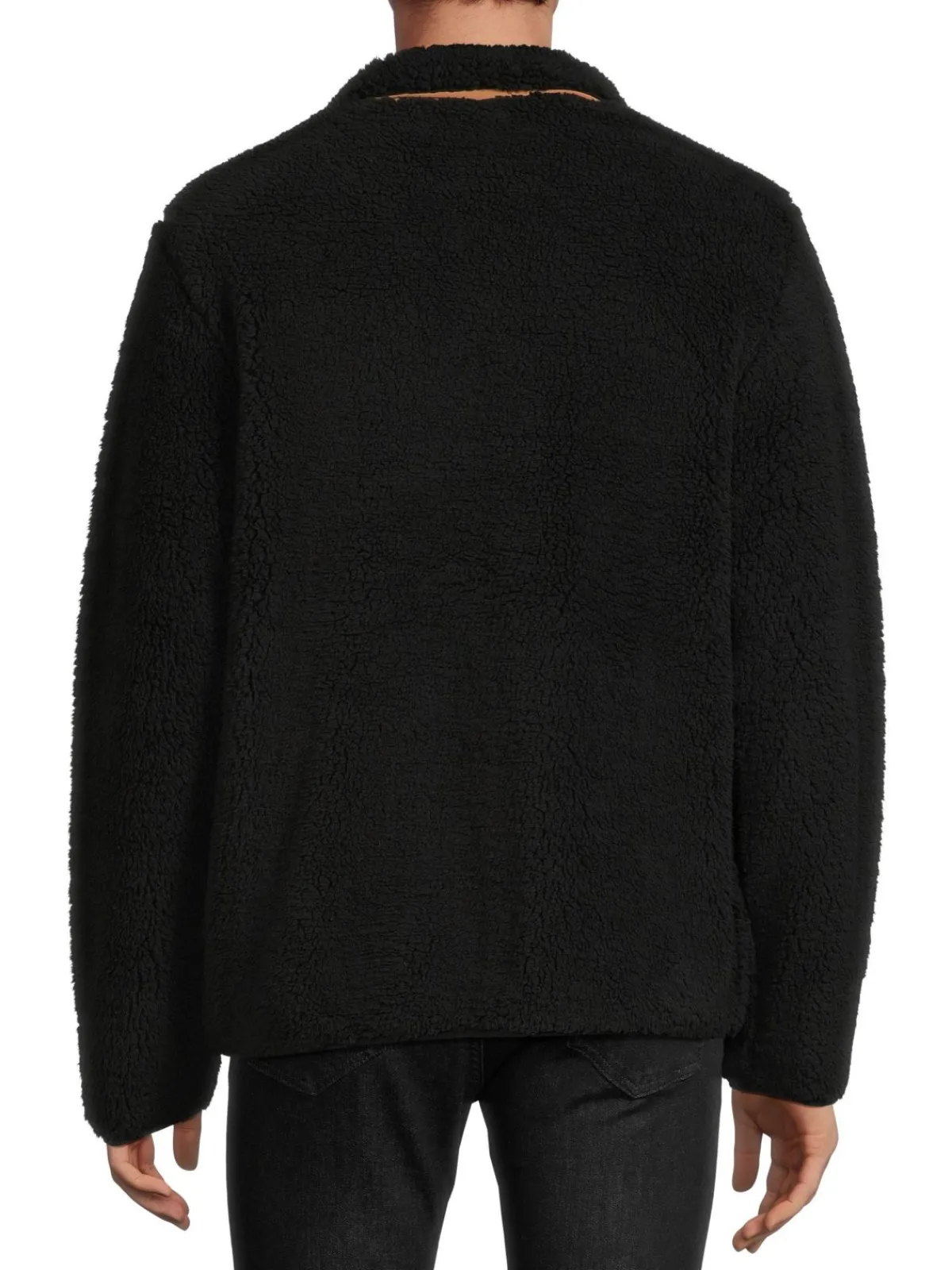 True Religion Coats & Jackets|Logo Faux Shearling Zip Up Jacket Jet Black