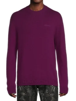 Versace Cashmere|Logo Hem Sweater Purple