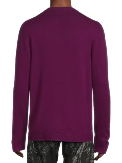 Versace Cashmere|Logo Hem Sweater Purple