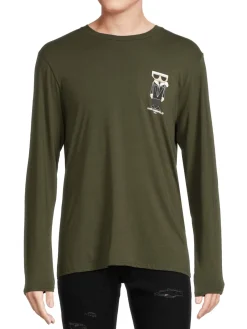 Karl Lagerfeld Paris Tees|Logo Long Sleeve Tee Forest