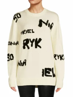 Women Sonia Rykiel Logo Merino Wool Blend Sweater