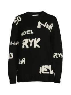 Women Sonia Rykiel Logo Merino Wool Blend Sweater
