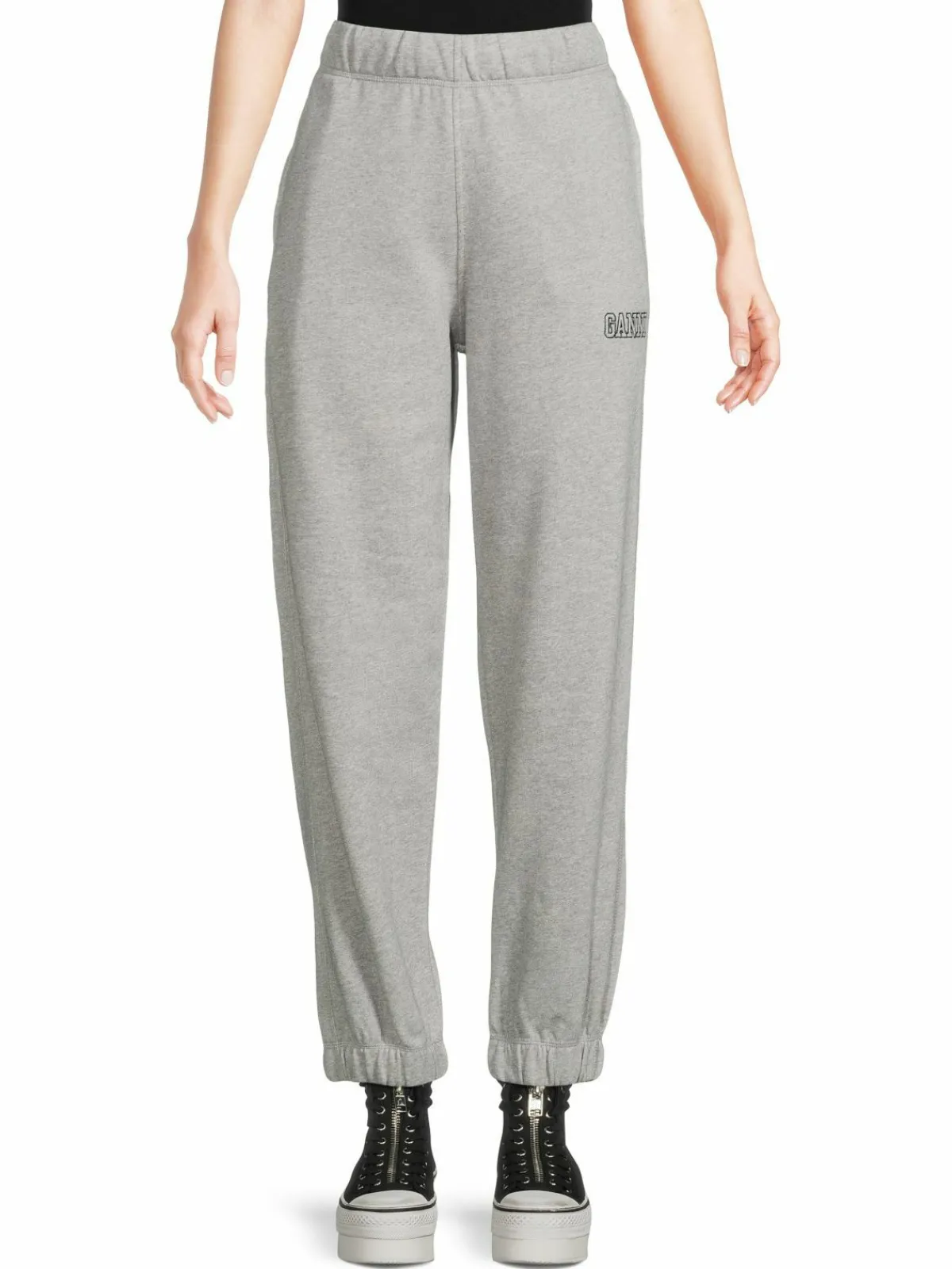 Women Ganni Logo Organic Cotton Blend Pants