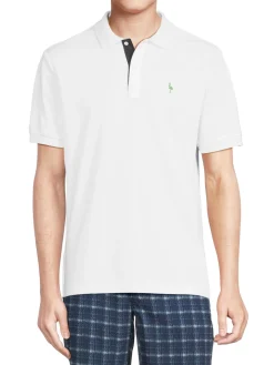 TailorByrd Polos|Logo Pique Performance Polo White