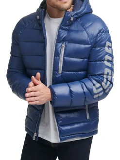 Guess Coats & Jackets|Logo Puffer Hooded Jacket