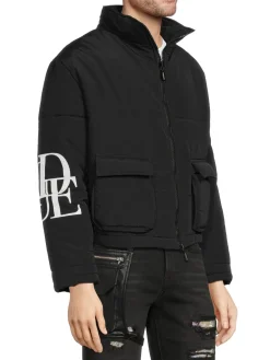 R H U D E Coats & Jackets|Logo Puffer Jacket Black