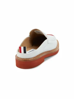 Thom Browne Logo Suede Open Back Penny Loafers