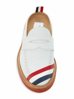 Thom Browne Logo Suede Open Back Penny Loafers