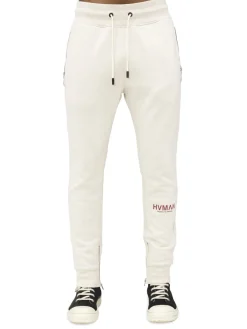 HVMAN Pants|Logo Zip Cuff Drawstring Joggers Cream