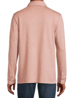 Vince Cashmere|Long Sleeve Cashmere Blend Polo Himalayan Salt Pink