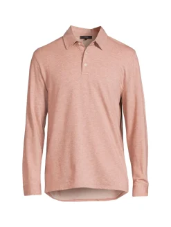 Vince Cashmere|Long Sleeve Cashmere Blend Polo Himalayan Salt Pink
