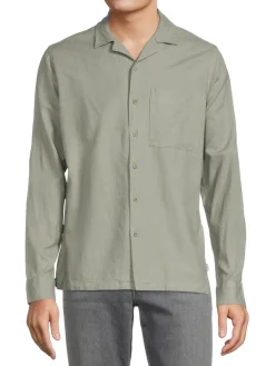 Onia Linen|Long Sleeve Linen Blend Camp Shirt
