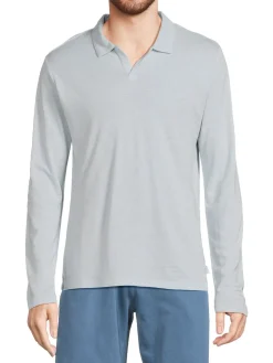 Onia Linen|Long Sleeve Linen Blend Johnny Collar Polo