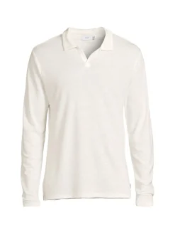 Onia Linen|Long Sleeve Linen Blend Johnny Collar Polo