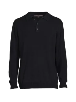 Slate & Stone Sweaters|Long Sleeve Wool Blend Polo Sweater Dark Navy