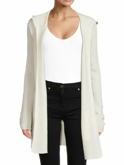 Women Saks Fifth Avenue Longline Cashmere Hoodie Sweater