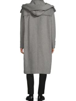 Valentino Cashmere|Longline Wool Blend Duffel Coat Grey