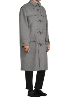 Valentino Cashmere|Longline Wool Blend Duffel Coat Grey