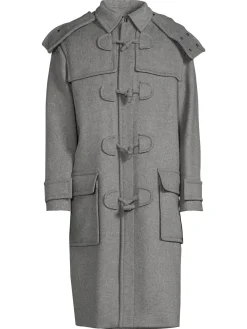 Valentino Cashmere|Longline Wool Blend Duffel Coat Grey
