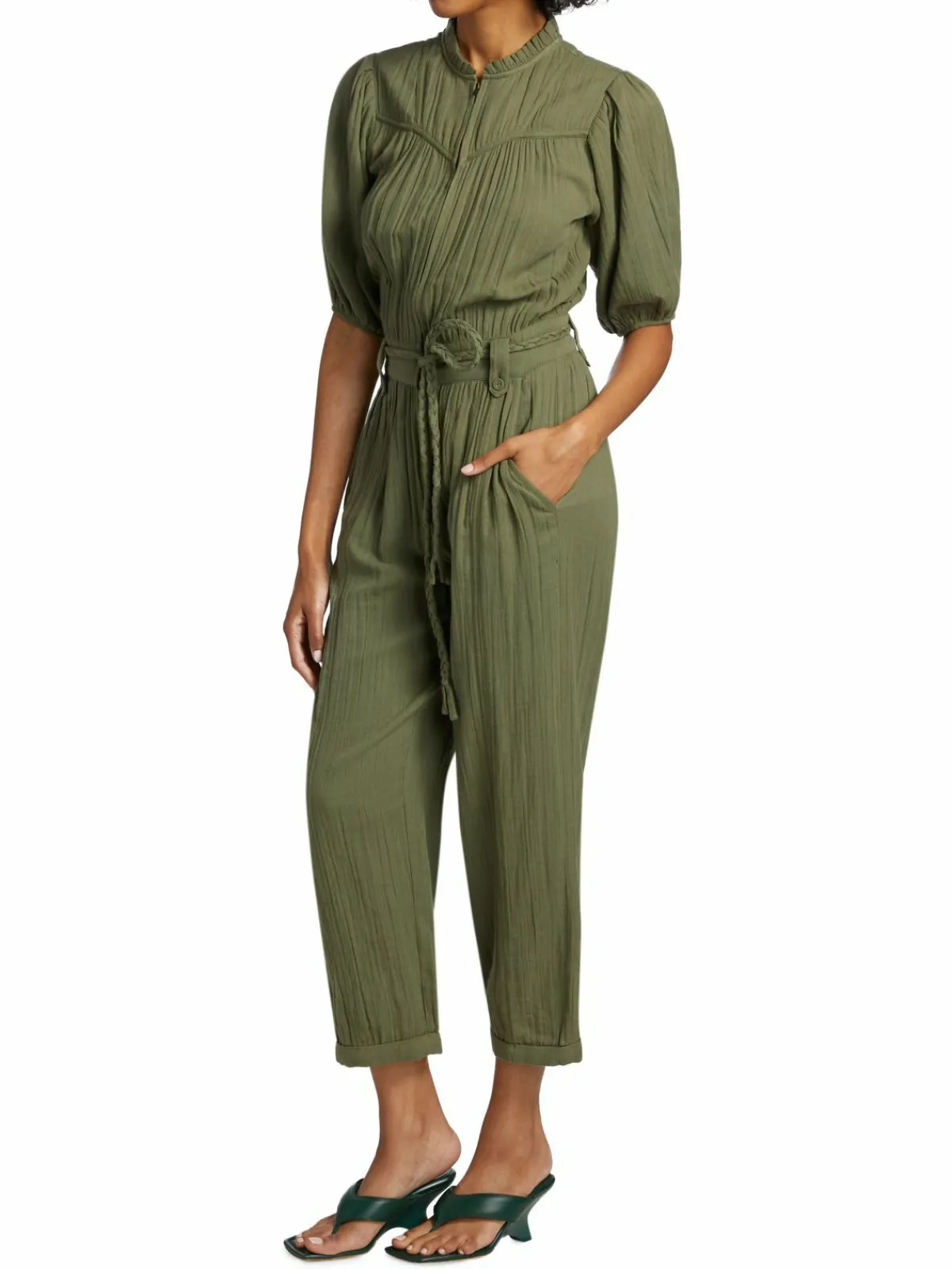 Women Joie Loomis Belted Cotton Crop Jumpsuit
