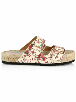 Manebí Loveshackfancy X Manebi Nordic Floral Leather Espadrille Slides