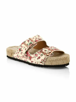 Manebí Loveshackfancy X Manebi Nordic Floral Leather Espadrille Slides