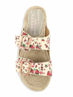 Manebí Loveshackfancy X Manebi Nordic Floral Leather Espadrille Slides