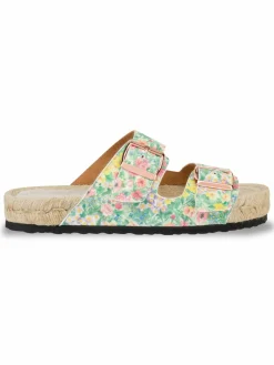 Manebí Loveshackfancy X Manebi Nordic Floral Leather Espadrille Slides