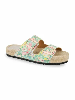 Manebí Loveshackfancy X Manebi Nordic Floral Leather Espadrille Slides