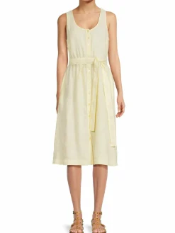 Women Michael Stars Lulu Belted Linen Shirt Dress