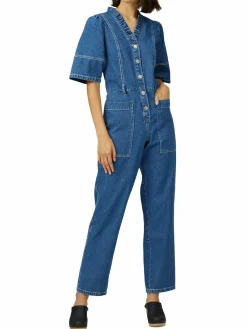 Women Sea New York Marble Cargo Denim Jumpsuit