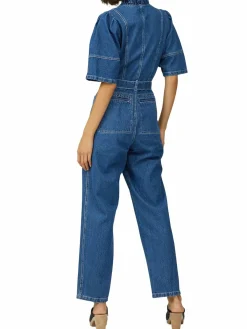 Women Sea New York Marble Cargo Denim Jumpsuit