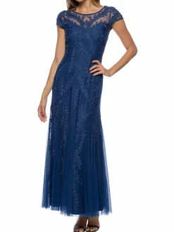 Women Marina Cap Sleeve Mermaid Gown