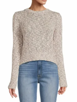 Women Hudson Marled Linen Blend Crewneck Sweater