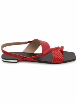 BCBGMAXAZRIA Marlin Snake Effect Slingback Flat Sandals