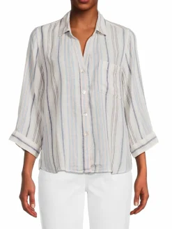 Women Rails Marloes Striped Linen Blend Shirt