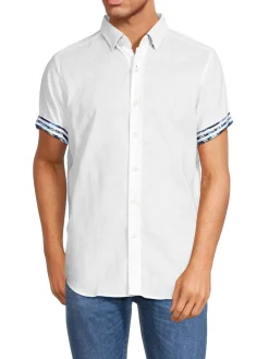 Robert Graham Linen|Massimo Tailored Fit Linen Blend Shirt Navy