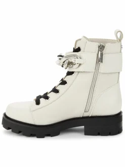 Karl Lagerfeld Paris Maxi Chain & Faux Pearl Leather Ankle Boots