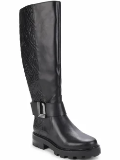 Karl Lagerfeld Paris Meara Logo Quilted Knee High Boots