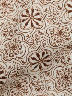 Saks Fifth Avenue Linen|Medallion Print Shirt Beige Brown